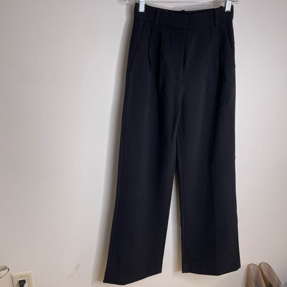 NEW Abercrombie & Fitch Black Sloane Tailored Wide Leg Trouser Pants 00 24 NWT - Picture 6 of 8